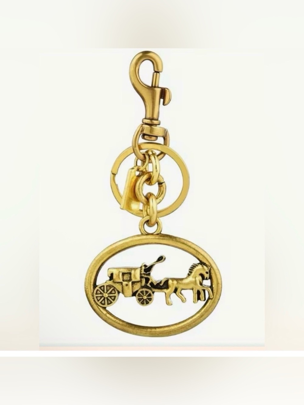 Coach Gold Horse & Carriage Key Ring Bag Charm Vintage NWOT